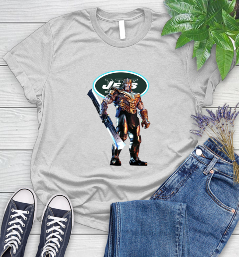 NFL Thanos Gauntlet Avengers Endgame Football New York Jets Women's T-Shirt