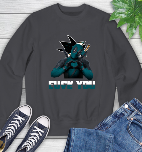 NHL San Jose Sharks Deadpool Love You Fuck You Hockey Sports Sweatshirt - Image 7