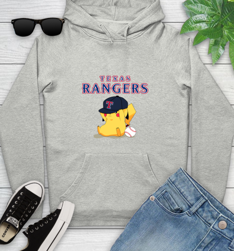 MLB Pikachu Baseball Sports Texas Rangers Youth Hoodie