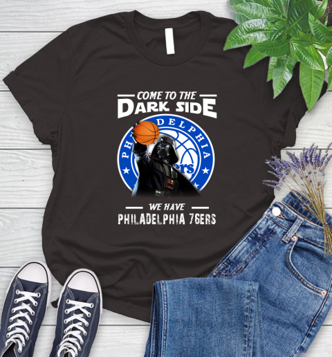 NBA Come To The Dark Side We Have Philadelphia 76ers Star Wars Darth Vader Basketball Women's T-Shirt 11
