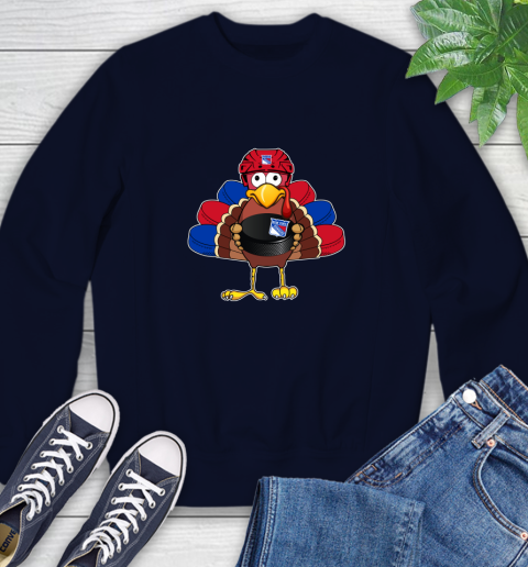 New York Rangers Turkey Thanksgiving Day Sweatshirt 3