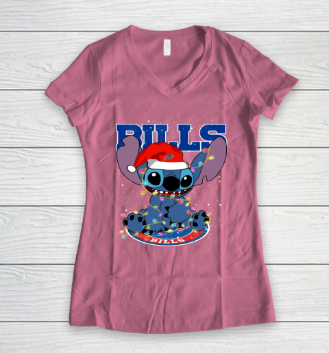 Buffalo Bills NFL Football noel stitch Christmas Women's V-Neck T-Shirt 7