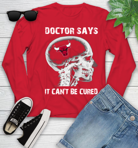 NBA Chicago Bulls Basketball Skull It Can't Be Cured Shirt Youth Long Sleeve 10