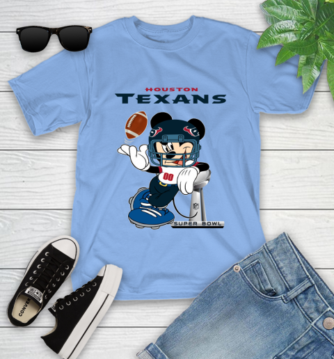NFL Houston Texans Mickey Mouse Disney Super Bowl Football T Shirt Youth T-Shirt 11