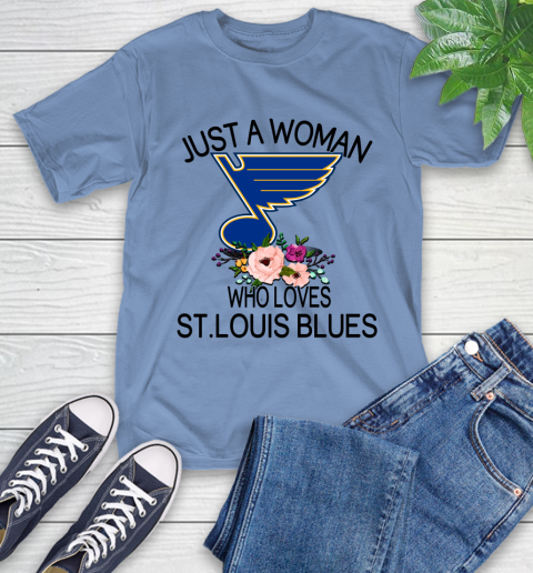 NHL Just A Woman Who Loves St.Louis Blues Hockey Sports T-Shirt 11