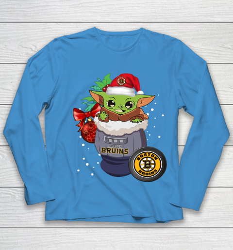 Boston Bruins Christmas Baby Yoda Star Wars Funny Happy NHL Youth Long Sleeve 7