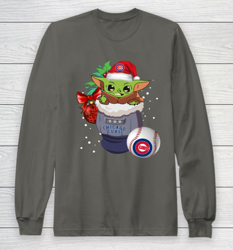 Chicago Cubs Christmas Baby Yoda Star Wars Funny Happy MLB Long Sleeve T-Shirt 8
