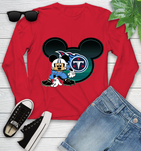 NFL Tennessee Titans Mickey Mouse Disney Football T Shirt Youth Long Sleeve 11