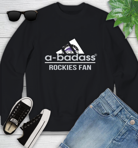 MLB A Badass Colorado Rockies Fan Adidas Baseball Sports Youth Sweatshirt