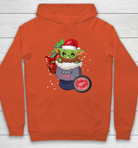 Detroit Red Wings Christmas Baby Yoda Star Wars Funny Happy NHL Hoodie 5