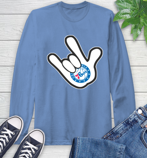 Philadelphia 76ers NBA Basketball Mickey Rock Hand Disney Long Sleeve T-Shirt 12 Philadelphia 76ers NBA Basketball Mickey Rock Hand Disney Long Sleeve T-Shirt - Image 12