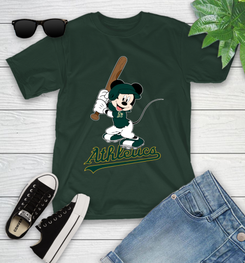 MLB Baseball Oakland Athletics Cheerful Mickey Mouse Shirt Youth T-Shirt 5