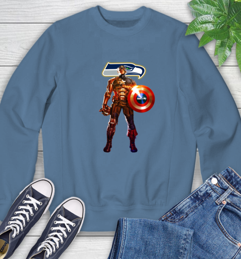 NFL Captain America Marvel Avengers Endgame Football Sports Seattle Seahawks Sweatshirt 7