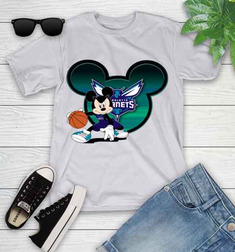 NBA Charlotte Hornets Mickey Mouse Disney Basketball Youth T-Shirt 4