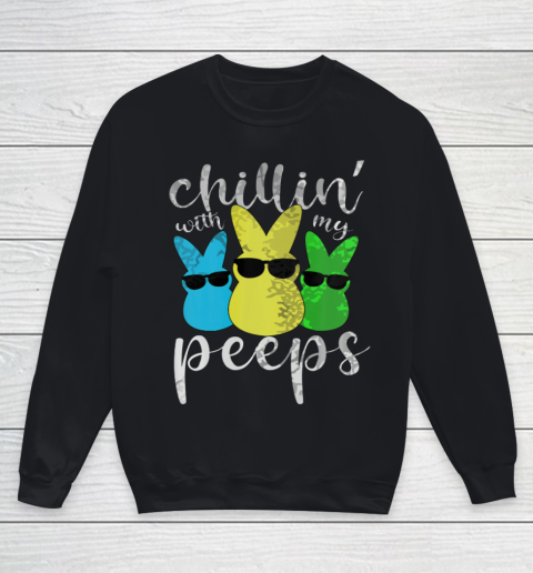 Chillin With My Peeps Boys Men Easter Day 2021 Bunny Youth Sweatshirt