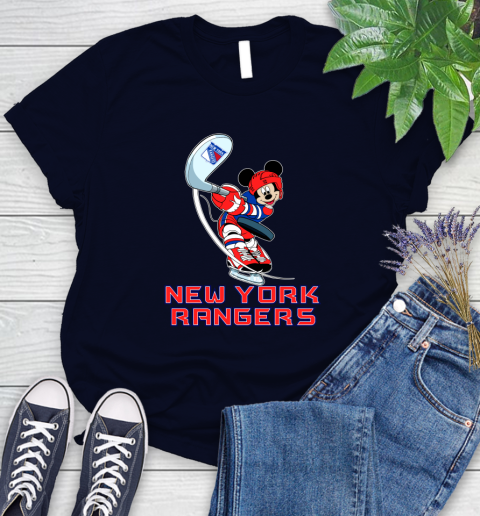 NHL Hockey New York Rangers Cheerful Mickey Mouse Shirt Women's T-Shirt 3