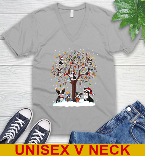 Boston terrier dog pet lover light christmas tree shirt 49