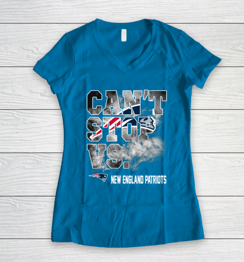 NFL New England Patriots Can't Stop Vs Women's V-Neck T-Shirt 5