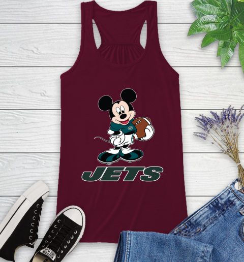 NFL Football New York Jets Cheerful Mickey Mouse Shirt Racerback Tank 3
