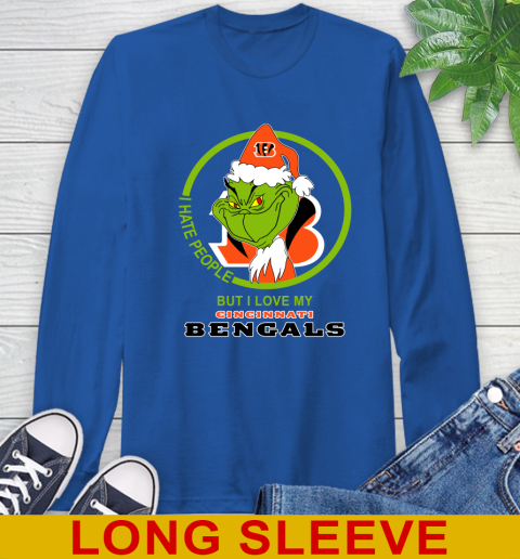 Cincinnati Bengals NFL Christmas Grinch I Hate People But I Love My Favorite Football Team Long Sleeve T-Shirt 9