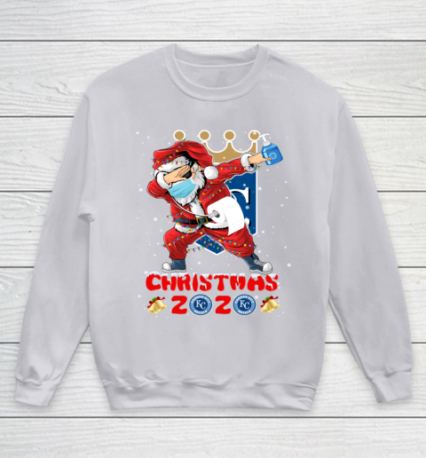 Kansas City Royals Funny Santa Claus Dabbing Christmas 2020 MLB Youth Sweatshirt 3