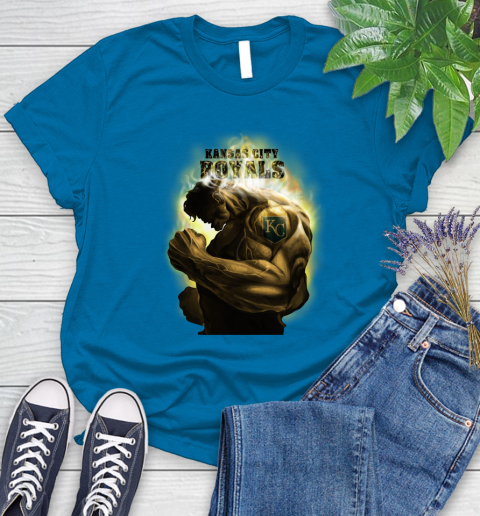 Kansas City Royals MLB Baseball Hulk Marvel Avengers Sports Women's T-Shirt 10