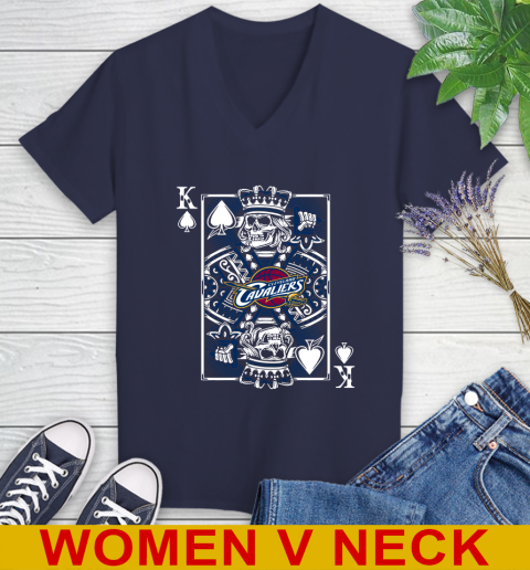Cleveland Cavaliers NBA Basketball The King Of Spades Death Cards Shirt Women's V-Neck T-Shirt - Image 13