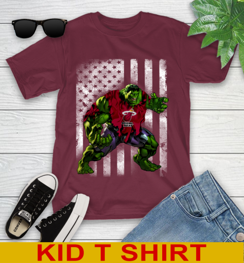 Miami Heat Hulk Marvel Avengers NBA Basketball American Flag Youth T-Shirt 5