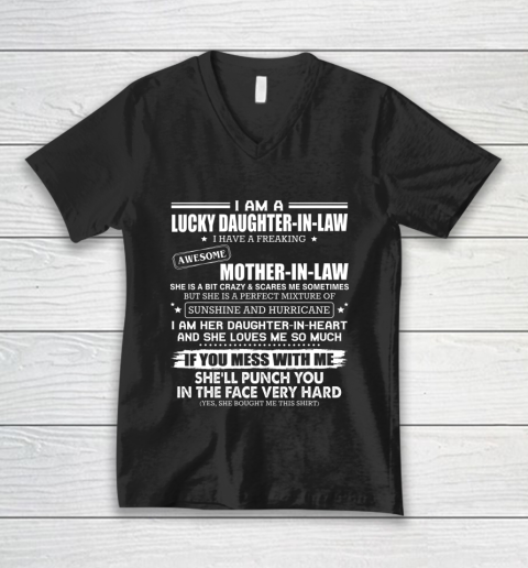 Lucky Daughter In Law Have A Freaking Awesome Mother In Law V-Neck T-Shirt