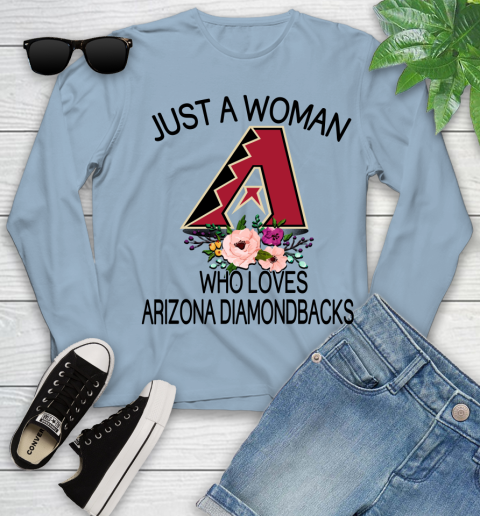 MLB Just A Woman Who Loves Arizona Diamondbacks Baseball Sports Youth Long Sleeve 6