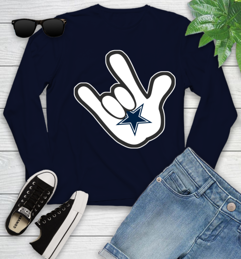 Dallas Cowboys NFL Football Mickey Rock Hand Disney Youth Long Sleeve - Image 4