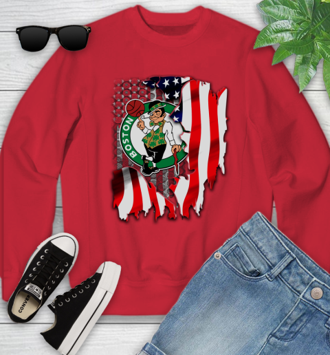 Boston Celtics NBA Basketball American Flag Youth Sweatshirt 8