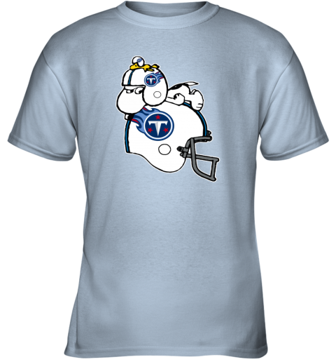 Snoopy And Woodstock Resting On Tennessee Titans Helmet xb2x snoopy and woodstock resting on tennessee titans helmet youth t shirt 26 front light blue