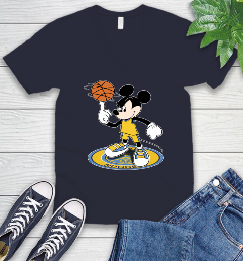 NBA Basketball Denver Nuggets Cheerful Mickey Disney Shirt V-Neck T-Shirt 3