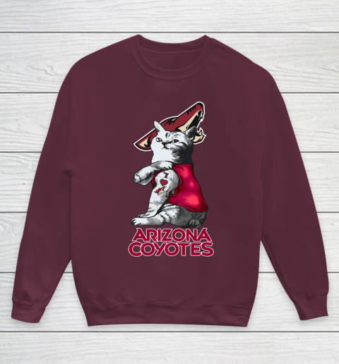 NHL My Cat Loves Arizona Coyotes Hockey Youth Sweatshirt 4