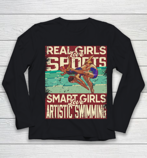 Real girls love sports smart girls love artistic swimming Youth Long Sleeve