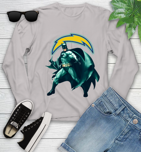 NFL Batman Football Sports Los Angeles Chargers Youth Long Sleeve 12