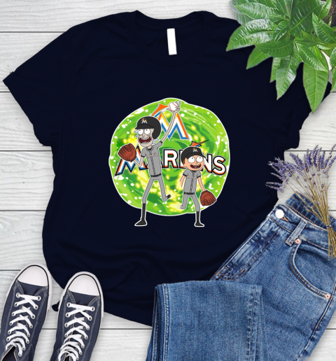 MLB Miami Marlins Rick And Morty Baseball Sports Women's T-Shirt 3