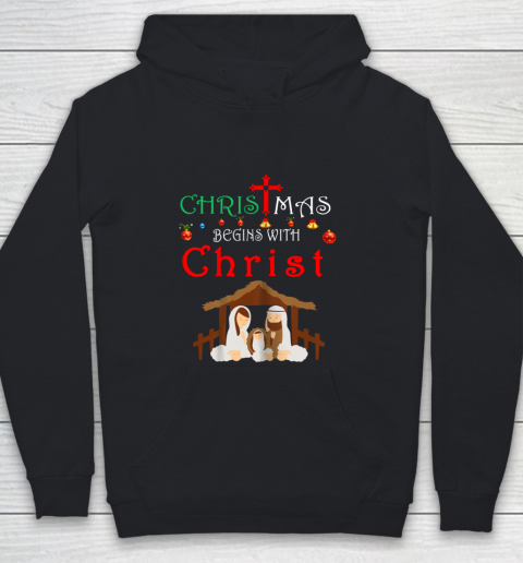 Christmas Begins With Christ T Shirt Christian Holiday Youth Hoodie