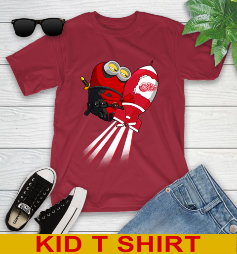NHL Hockey Detroit Red Wings Deadpool Minion Marvel Shirt Youth T-Shirt 12