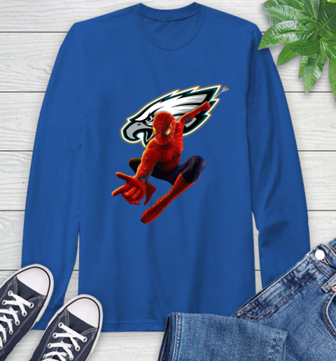 NFL Spider Man Avengers Endgame Football Philadelphia Eagles Long Sleeve T-Shirt 9