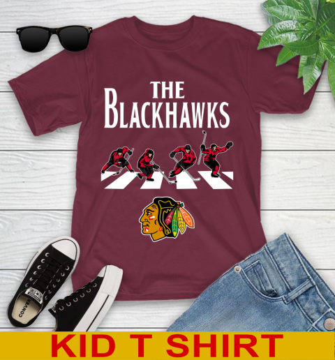 NHL Hockey Chicago Blackhawks The Beatles Rock Band Shirt Youth T-Shirt 5
