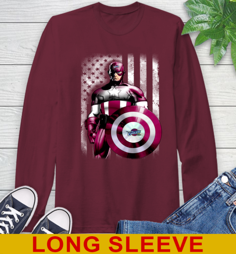 Cleveland Cavaliers NBA Basketball Captain America Marvel Avengers American Flag Shirt Long Sleeve T-Shirt 8 Cleveland Cavaliers NBA Basketball Captain America Marvel Avengers American Flag Shirt Long Sleeve T-Shirt - Image 8