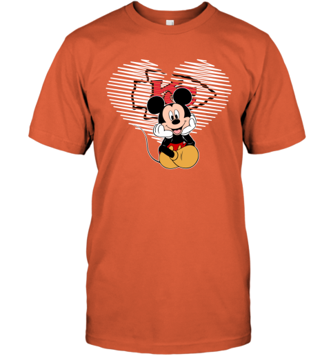 NFL Kansas City Chiefs The Heart Mickey Mouse Disney Football T Shirt qT9ENZLt3LR classic t shirt 2 95 151514 front orange