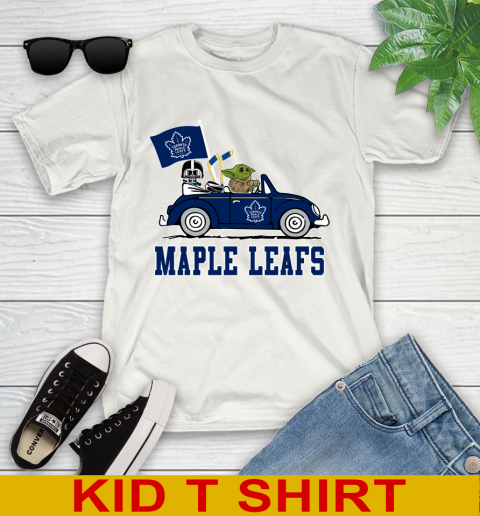 NHL Hockey Toronto Maple Leafs Darth Vader Baby Yoda Driving Star Wars Shirt Youth T-Shirt