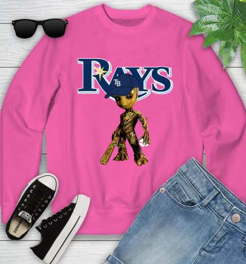 MLB Tampa Bay Rays Groot Guardians Of The Galaxy Baseball Youth Sweatshirt 7
