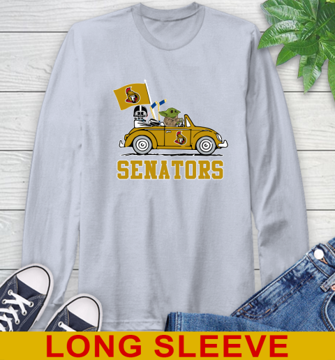 NHL Hockey Ottawa Senators Darth Vader Baby Yoda Driving Star Wars Shirt Long Sleeve T-Shirt 6