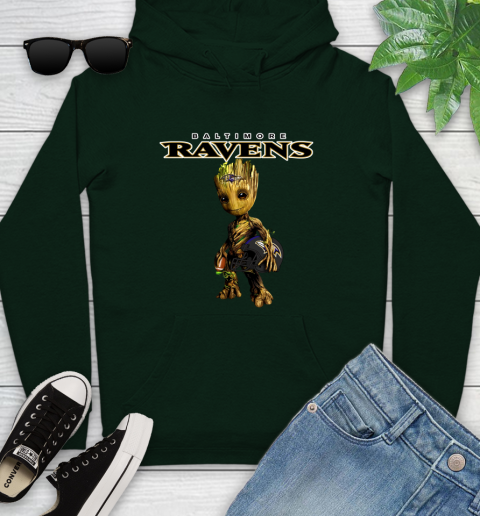Baltimore Ravens NFL Football Groot Marvel Guardians Of The Galaxy Youth Hoodie 13