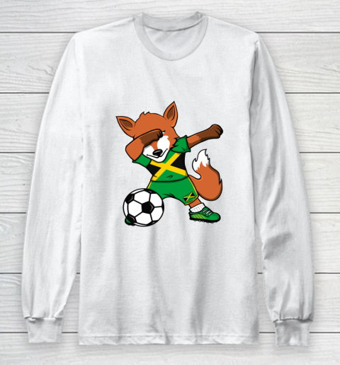 Dabbing Fox Jamaica Soccer Fans Jersey Jamaican Football Fan Long Sleeve T-Shirt 2