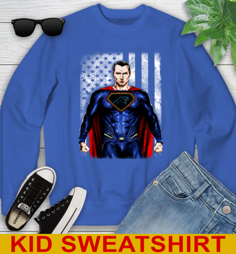 NFL Football Carolina Panthers Superman DC Shirt Youth Sweatshirt 6